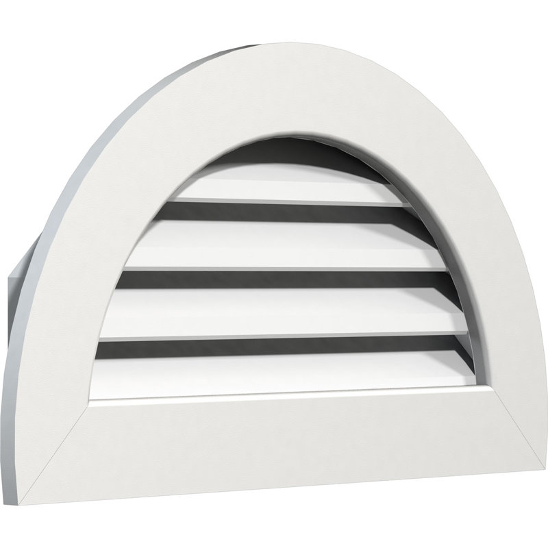 Ekena Millwork PVC Half Round Gable Vent with Flat Trim Frame in White